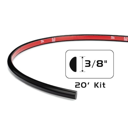 Cowles Products PROTEKTOTRIM FENDER TRIM, 3/8IN HALF ROUND, 20FT KIT, BLACK 37-631